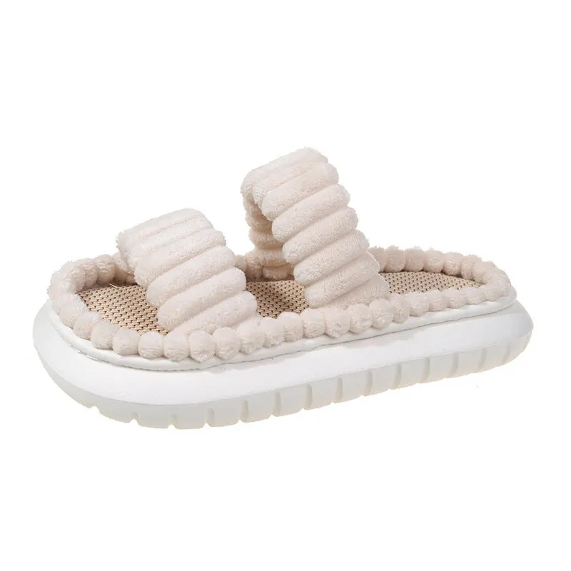 Minimalist Stripe  Fuzzy Slipper Best house shoes for women