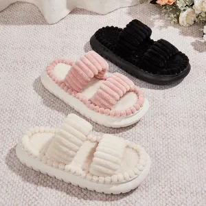 Minimalist Stripe  Fuzzy Slipper Best house shoes for women