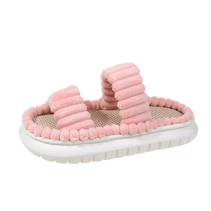 Minimalist Stripe  Fuzzy Slipper Best house shoes for women