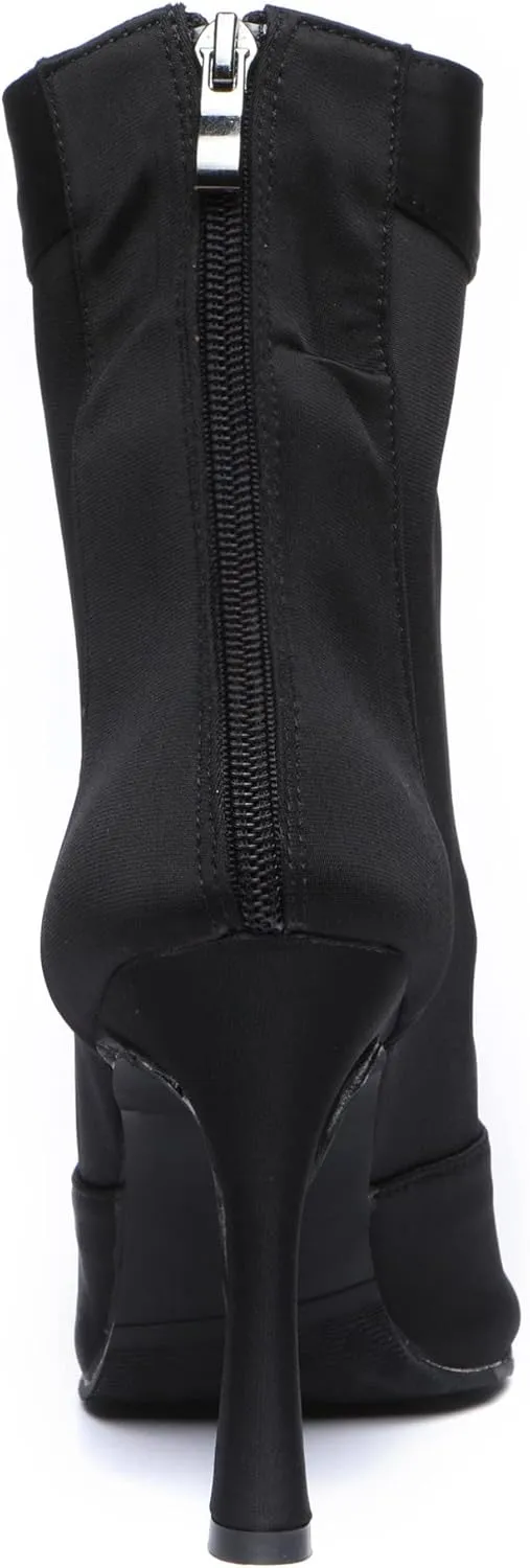 Minishion Womens Latin Dance Sandal Booties Zip Party Evening Boots Shoes