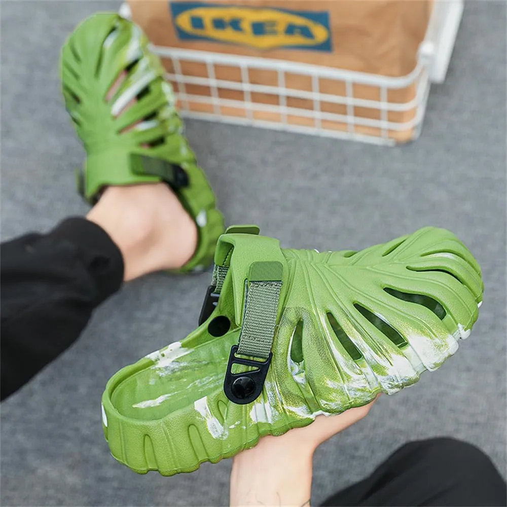 Monstera Slippers,Leaf Thick Sole Pillow Quick Drying Breathable Beach Open Toe Slippers Indoor And Outdoor Slides