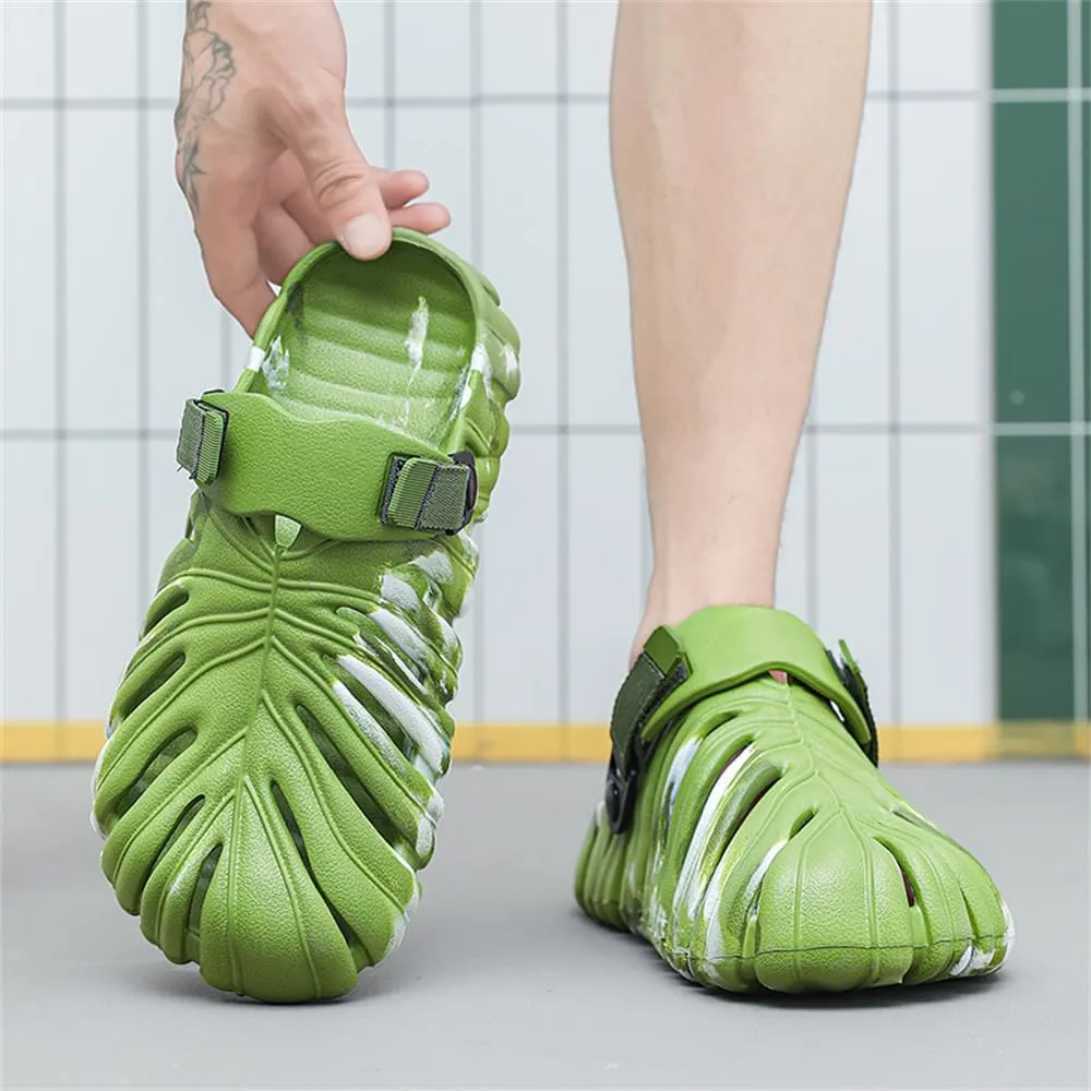Monstera Slippers,Leaf Thick Sole Pillow Quick Drying Breathable Beach Open Toe Slippers Indoor And Outdoor Slides