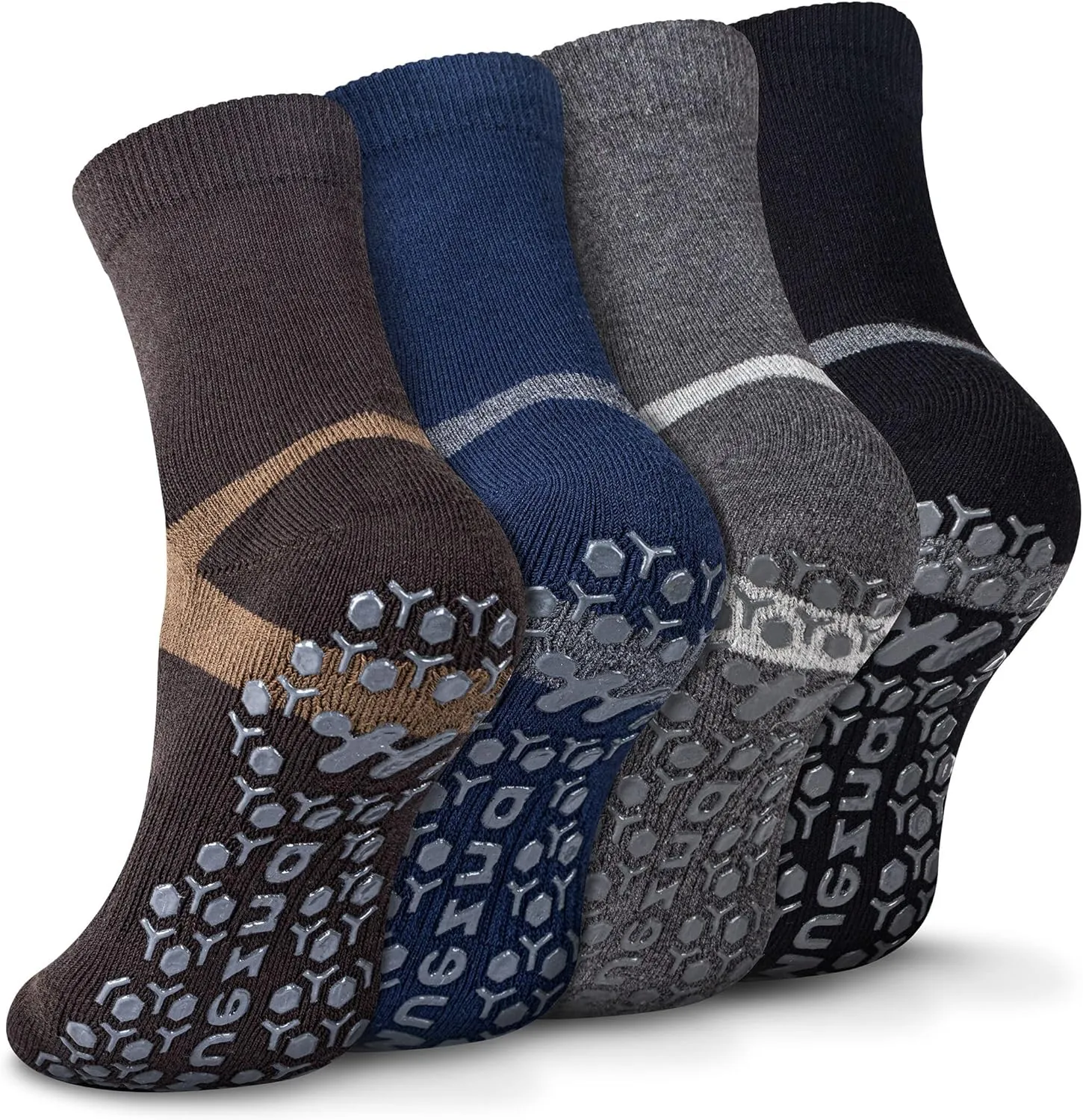 Muezna Men's Non-Slip Yoga Socks, Anti-Skid Pilates, Barre, Bikram Fitness Hospital Slipper Socks with Grips