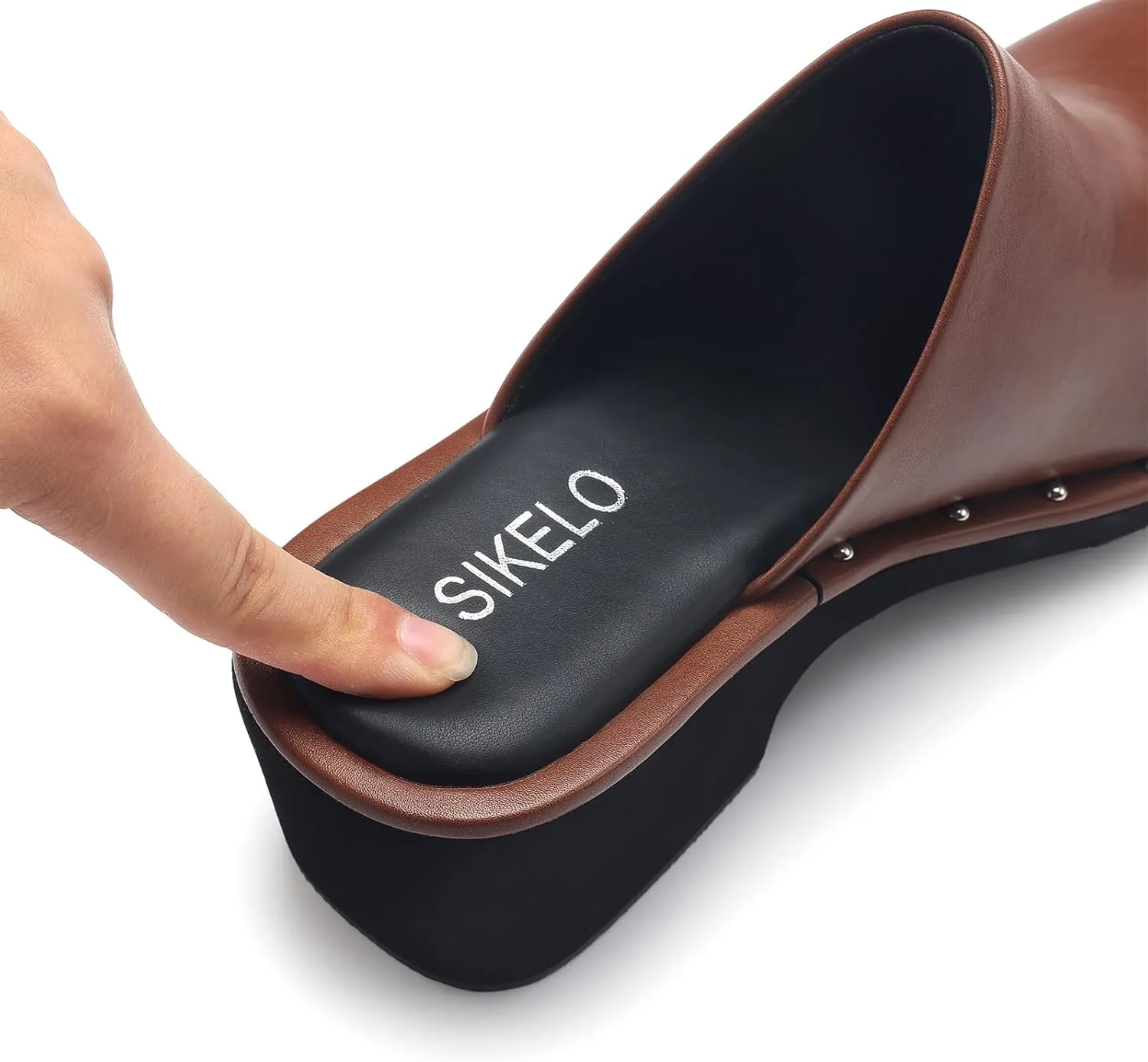 Mules for Women Clogs Chunky Block Heel Mule Square Closed Toe Slip-On Sandals with Memory Foam Padding Retro Rivet Comfort Fashion Slide Shoes