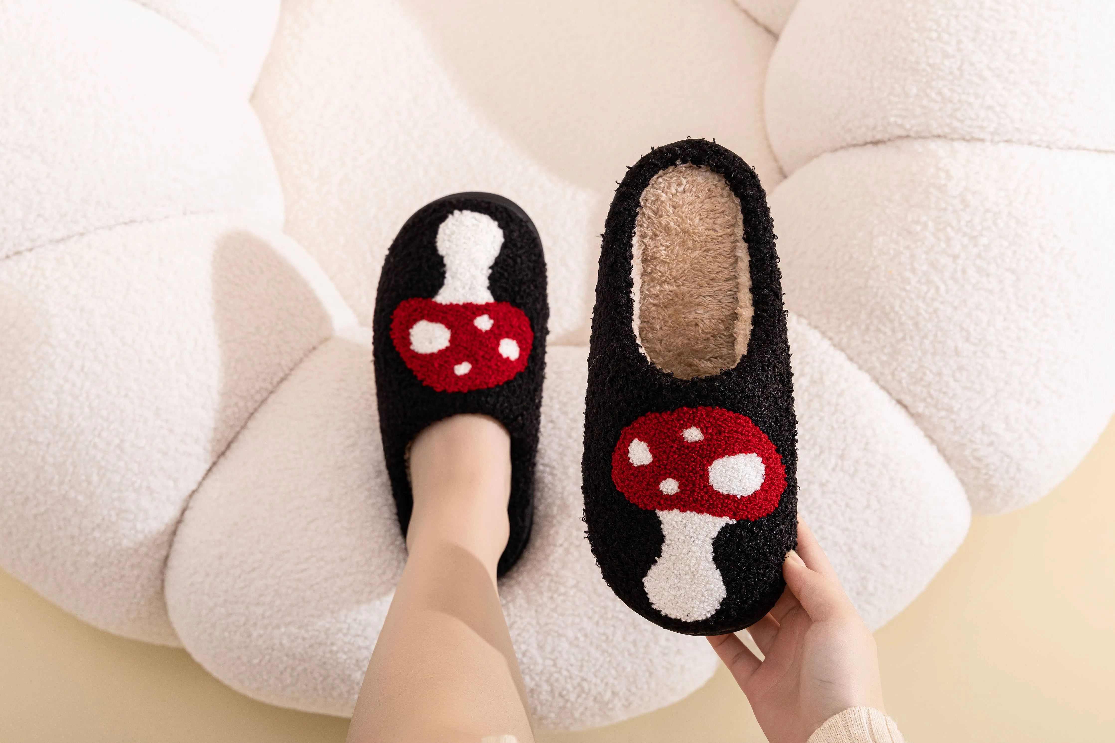 Mushroom Illustrated House Slippers | Small