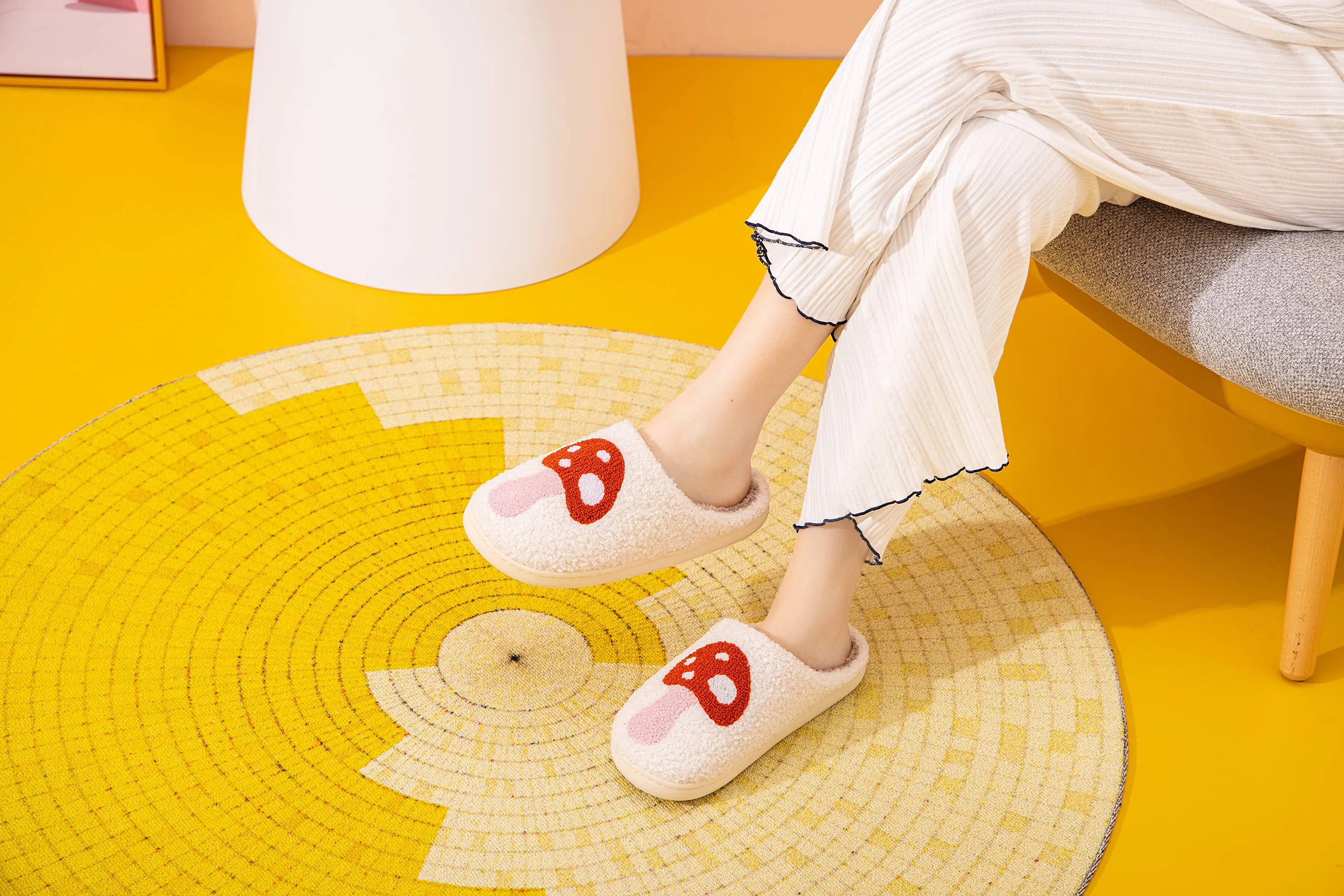 Mushroom Illustrated House Slippers | Small