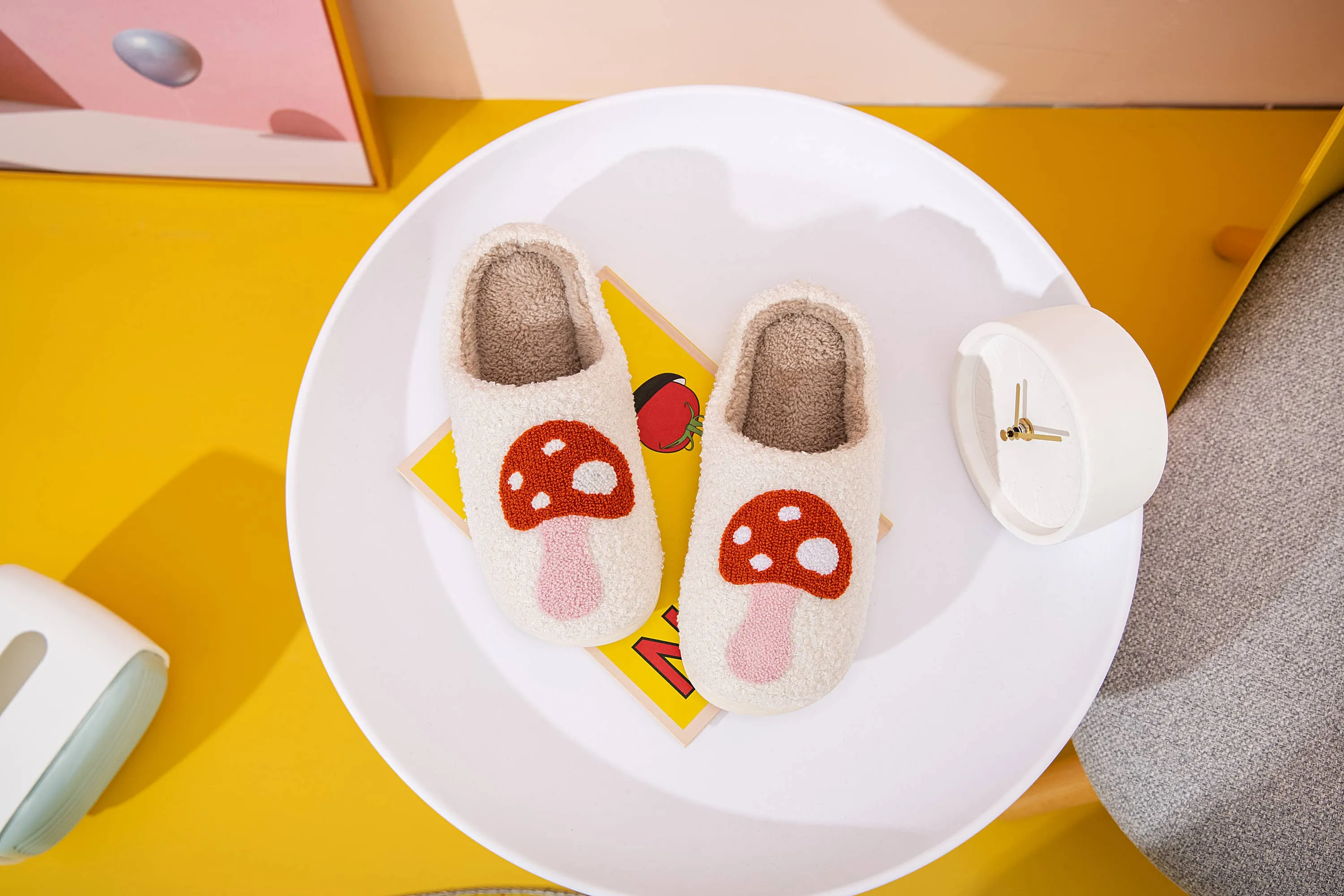 Mushroom Illustrated House Slippers | Small