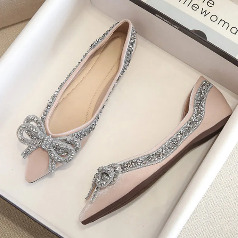 Nanccy Rhinestone  Casual Comfort Dressy Flats For Wedding Bling Diamonds Bridal Shoes
