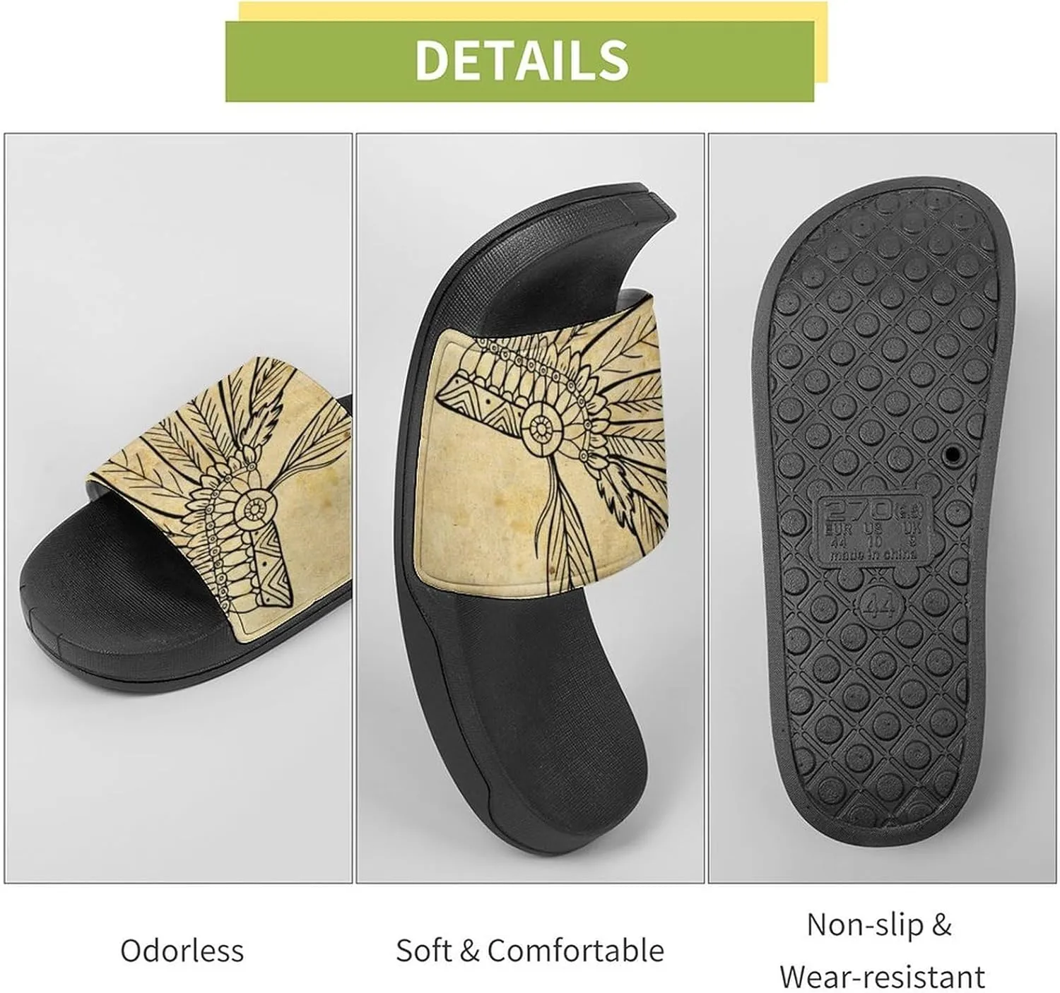 Native American Headdress House Slippers for Women Men Shower Slides Bathroom Sandals
