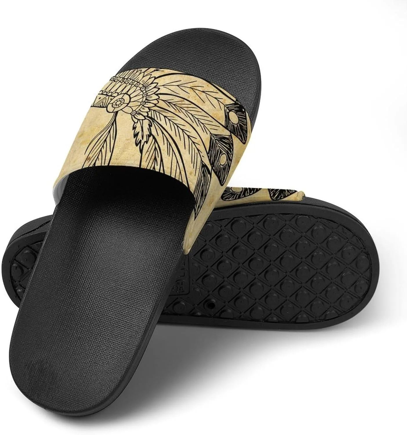 Native American Headdress House Slippers for Women Men Shower Slides Bathroom Sandals