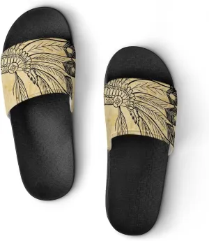 Native American Headdress House Slippers for Women Men Shower Slides Bathroom Sandals