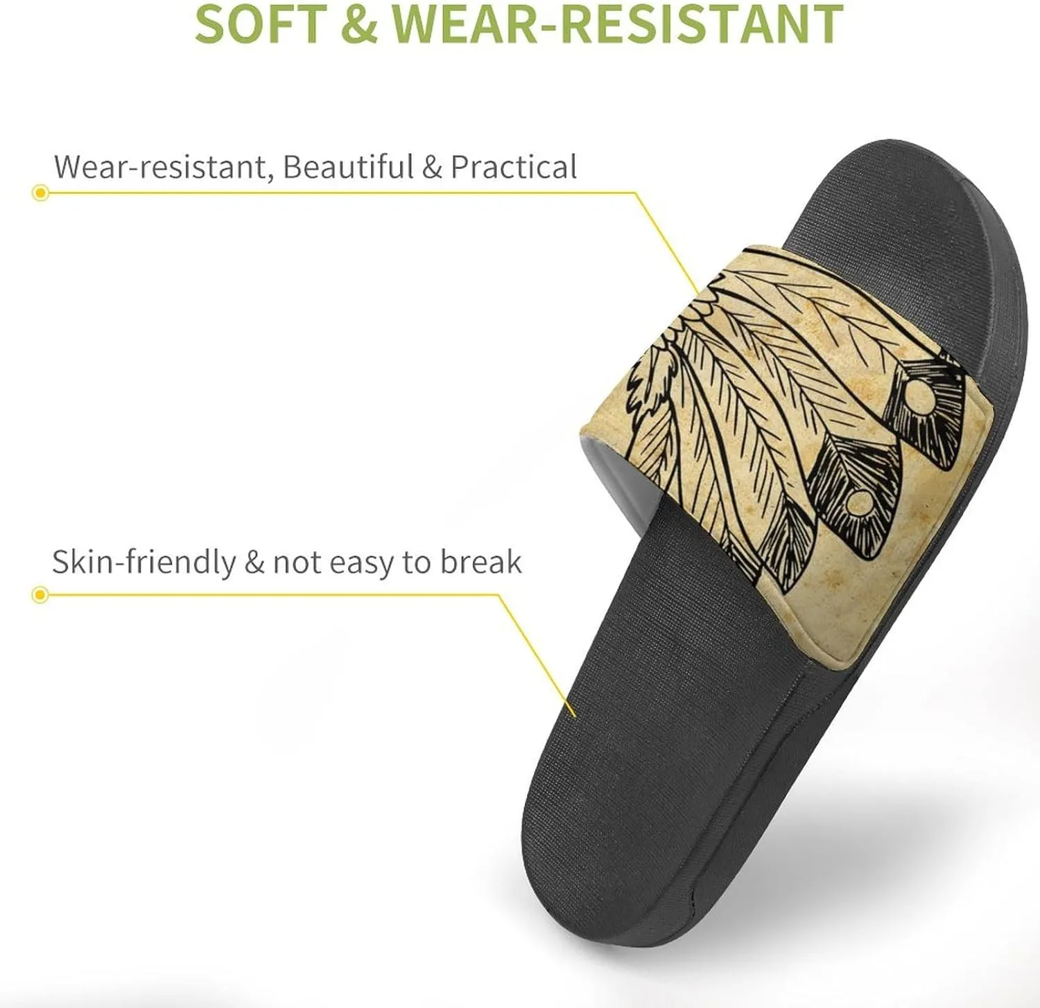 Native American Headdress House Slippers for Women Men Shower Slides Bathroom Sandals