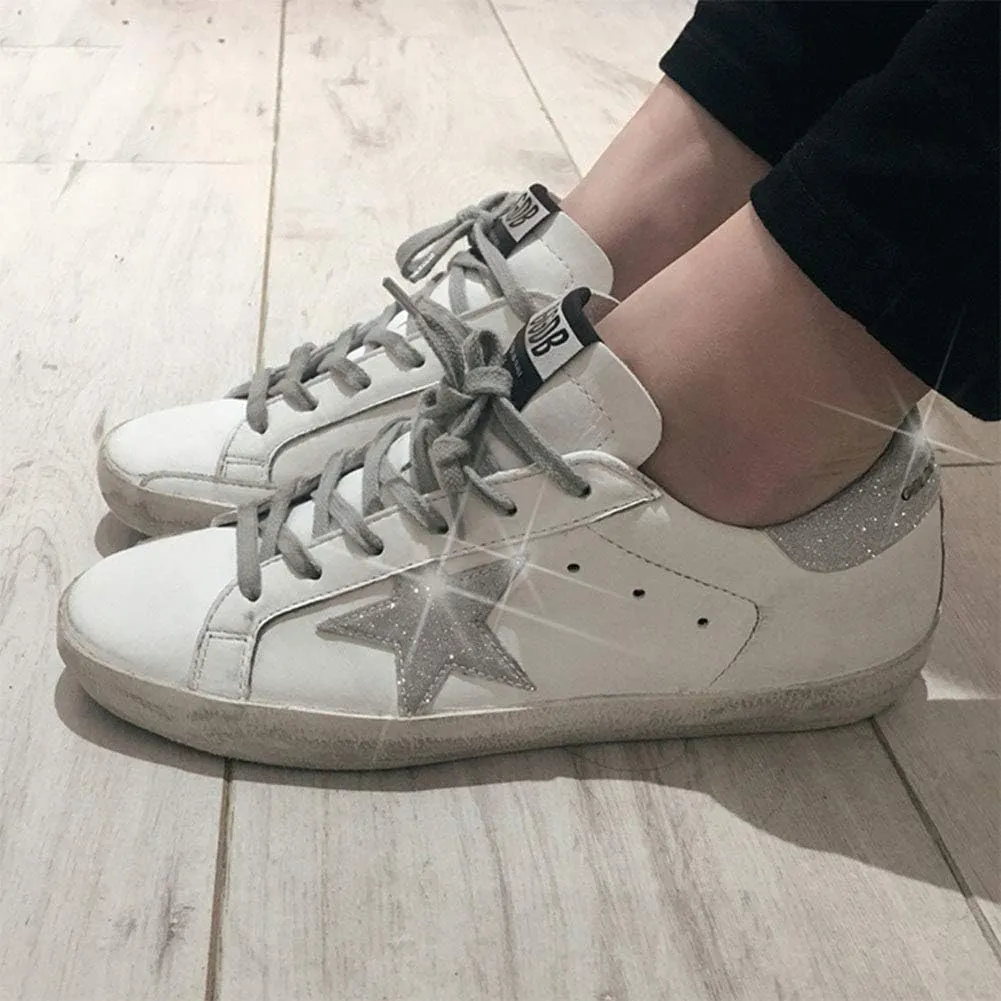 nesho Women's Trainers Sneakers Leather Casual Walking Shoes Super Star Slide