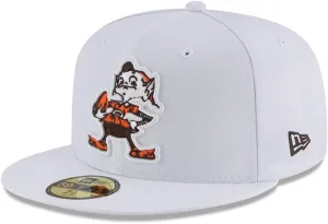 New Era Men's White Cleveland Browns Throwback Logo Omaha 59FIFTY Fitted Hat