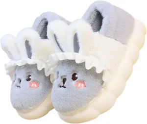 New Winter Cartoon Cute Rabbit Soft Cute Cute Plush Slippers, Heel Wrapped Cotton Slippers, Home Anti slip and Warm Cotton Shoes for Women