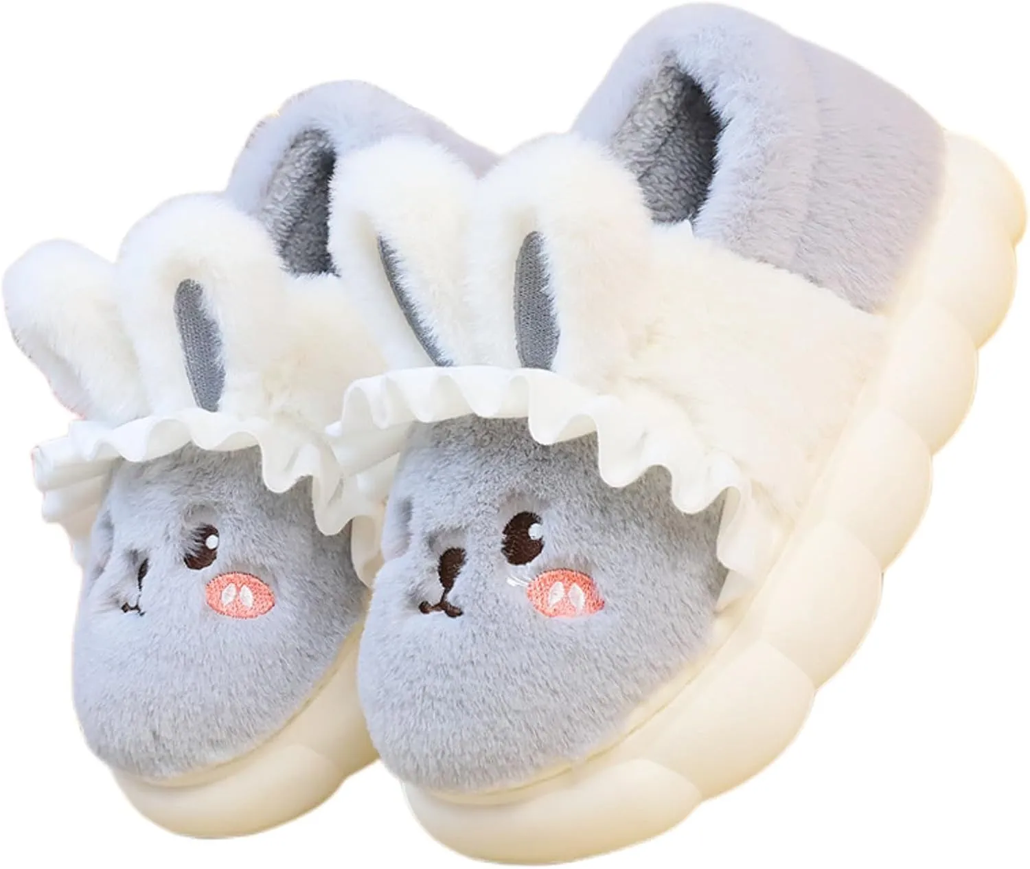 New Winter Cartoon Cute Rabbit Soft Cute Cute Plush Slippers, Heel Wrapped Cotton Slippers, Home Anti slip and Warm Cotton Shoes for Women