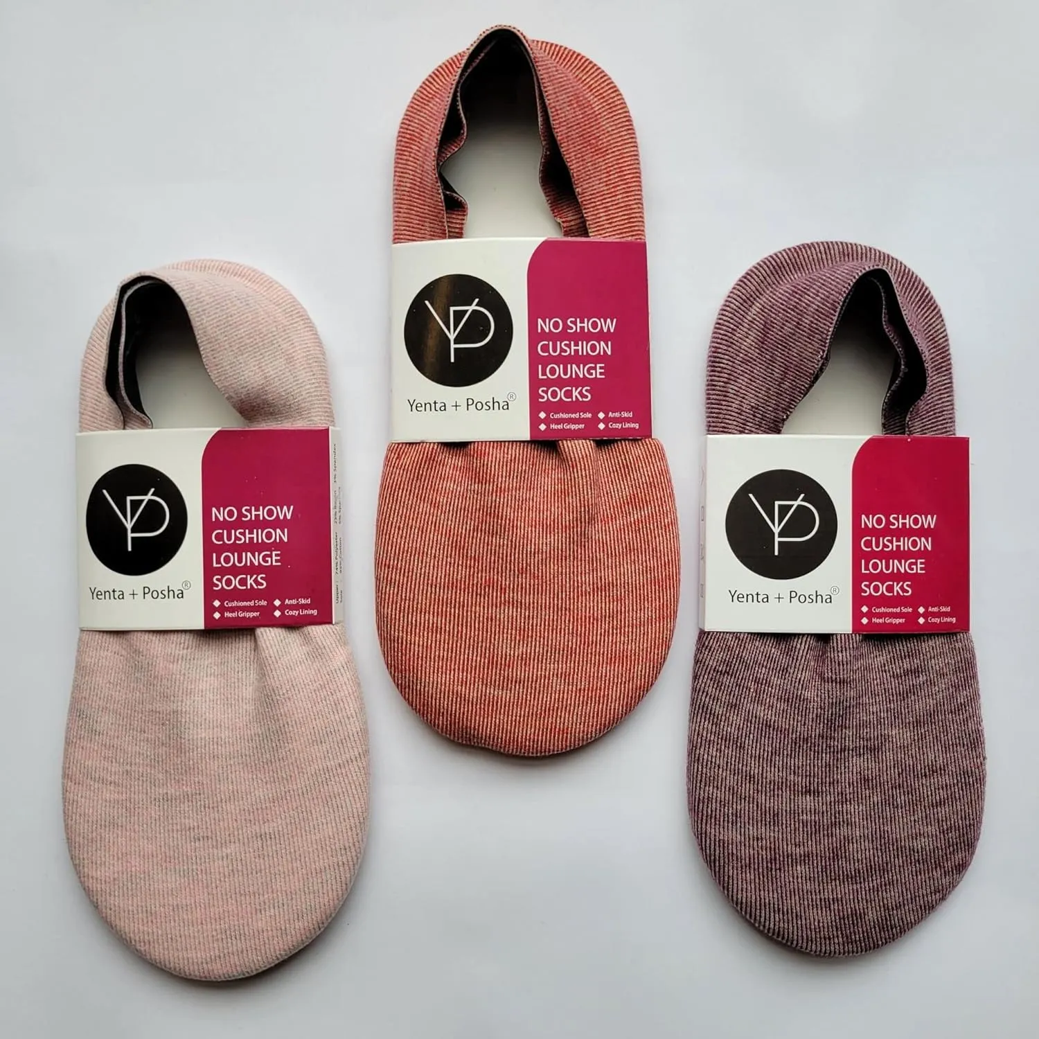 No Show Cushion Lounge Slipper Sock for Women with Anti-Skid Bottom and Heel Grippers