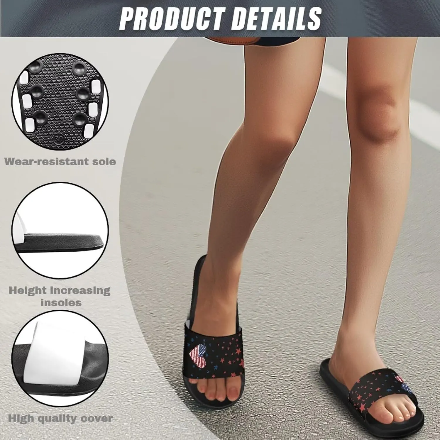 Non Slip Matching Slippers for Couples Custom Slippers for Women and Men Fashion Summer Beach Pool Dating Slides Size 5-12.5 Black Sole
