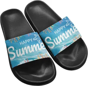 Non Slip Matching Slippers for Couples Custom Slippers for Women and Men Fashion Summer Beach Pool Dating Slides Size 5-12.5 Black Sole