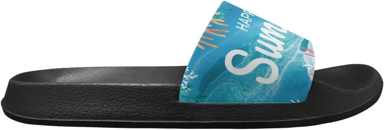 Non Slip Matching Slippers for Couples Custom Slippers for Women and Men Fashion Summer Beach Pool Dating Slides Size 5-12.5 Black Sole