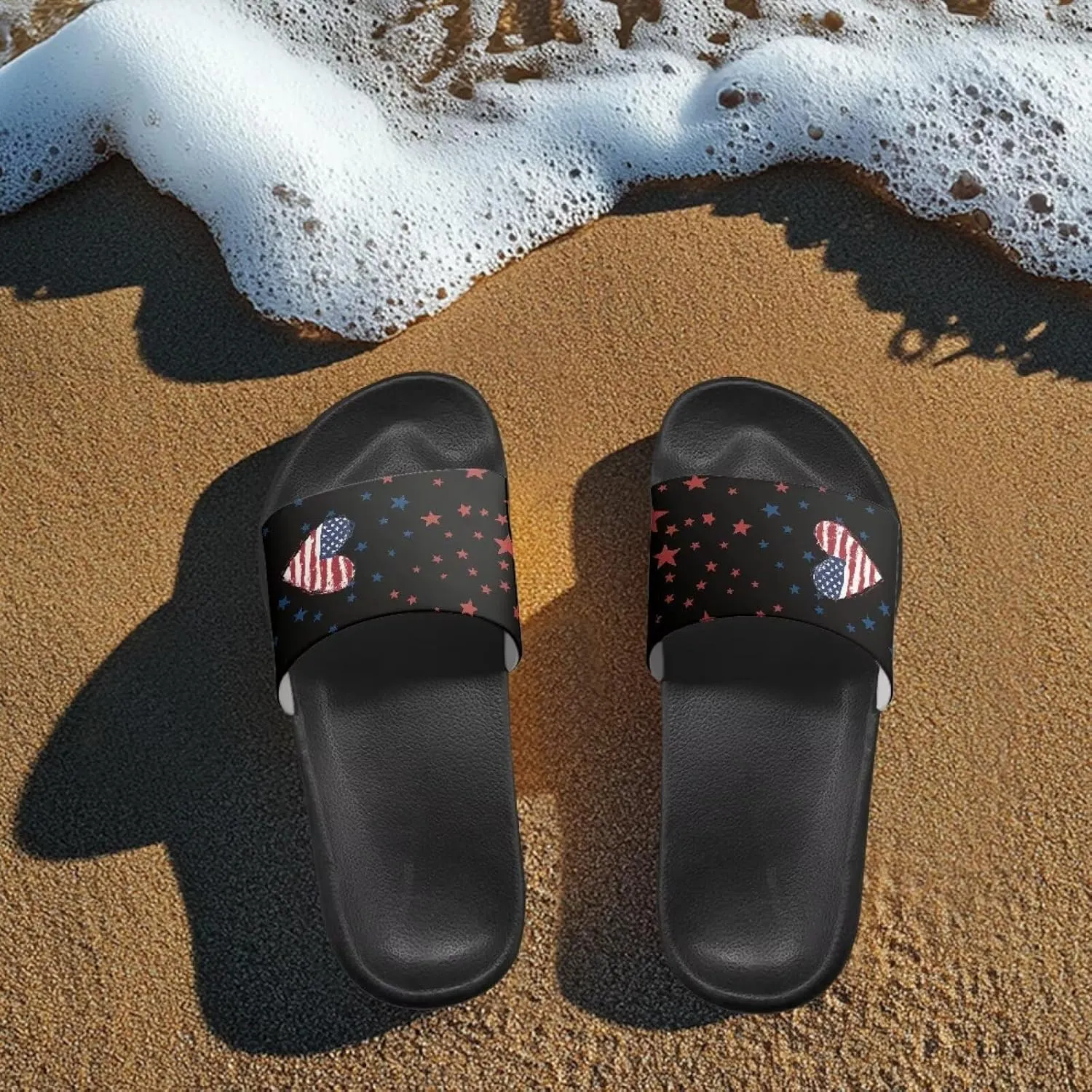 Non Slip Matching Slippers for Couples Custom Slippers for Women and Men Fashion Summer Beach Pool Dating Slides Size 5-12.5 Black Sole