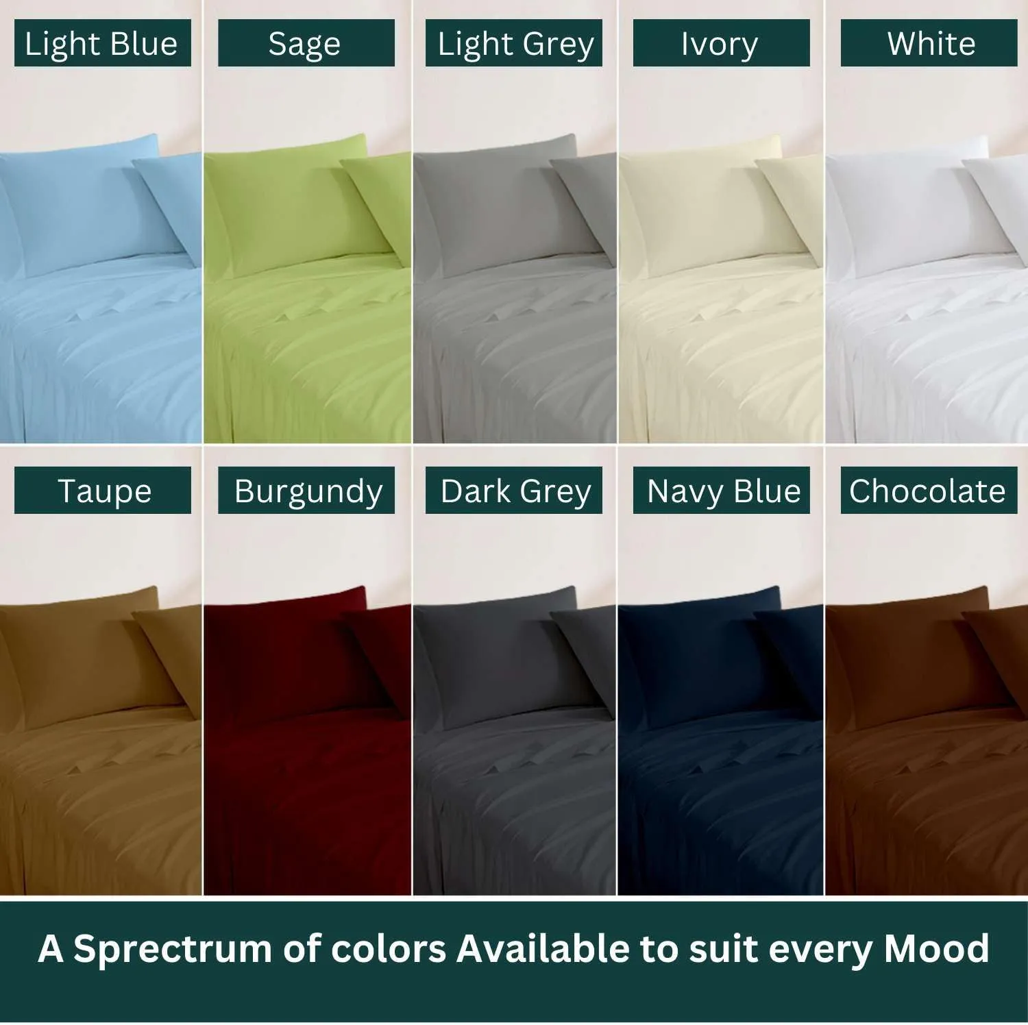 NON Sticky cotton Adjustable Split King Sheet Set for Sleep Number Beds, Premium 100% Long Staple Cotton Bedding, Two Twin XL 39" X 80" Fitted Sheets Fits Up to 18" Deep Mattress, Sage Solid