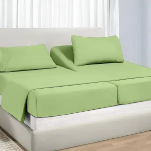 NON Sticky cotton Adjustable Split King Sheet Set for Sleep Number Beds, Premium 100% Long Staple Cotton Bedding, Two Twin XL 39" X 80" Fitted Sheets Fits Up to 18" Deep Mattress, Sage Solid