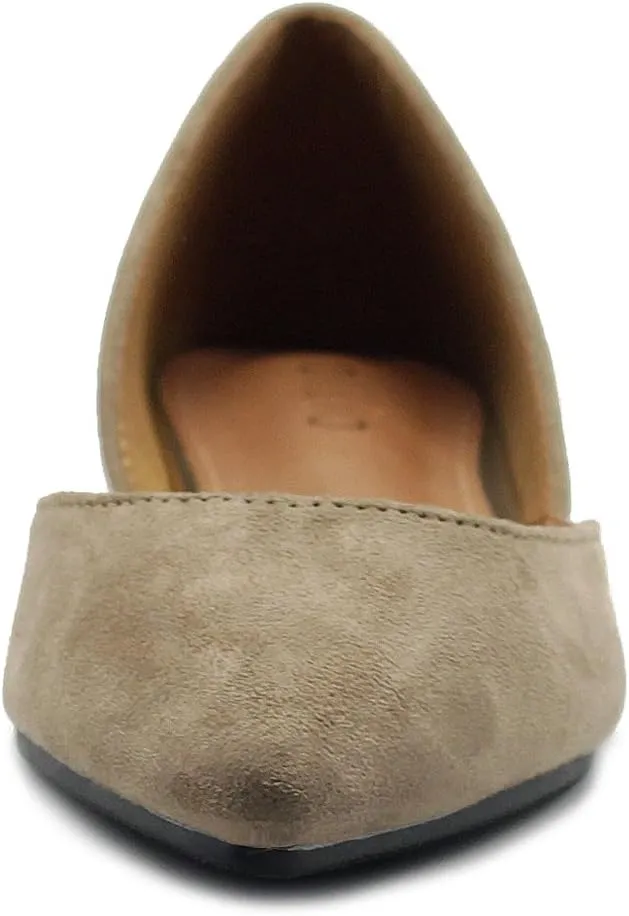 Ollio Women's Shoes Faux Suede Slip On Comfort Light Pointed Toe Ballet Flat