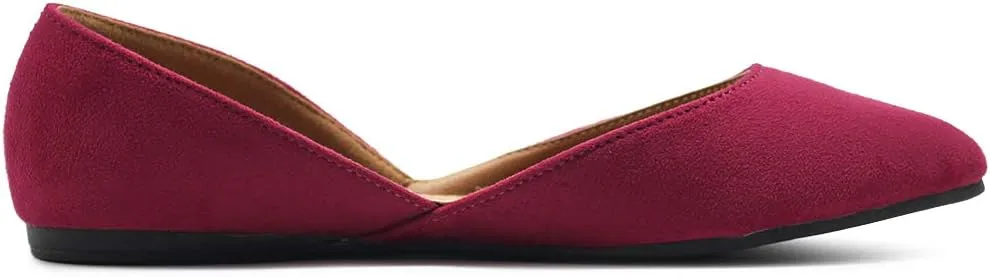 Ollio Women's Shoes Faux Suede Slip On Comfort Light Pointed Toe Ballet Flat