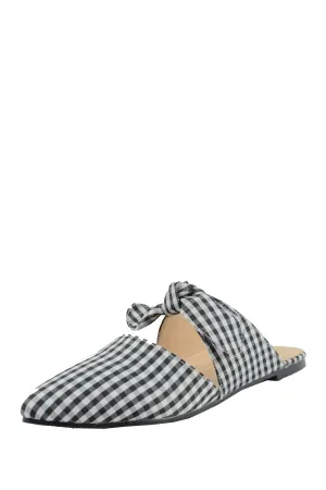On Knotted Flats Flash sale Slides Slip Chase Black & White Chloe Mules Fione Pointed Varied selection Plaid