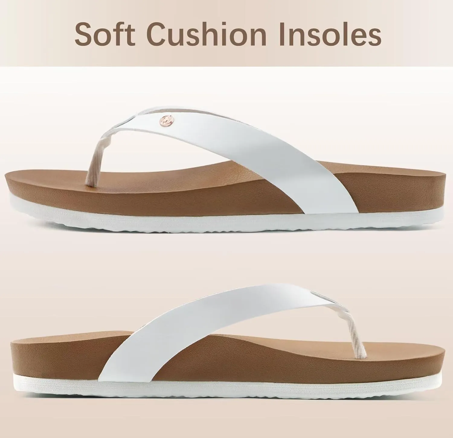 ONCAI Womens Flip Flops For Women Comfortable Strap Yoga Mat Non-Slip Women's Thong Sandal Casual Summer Beach Slippers With Arch Support