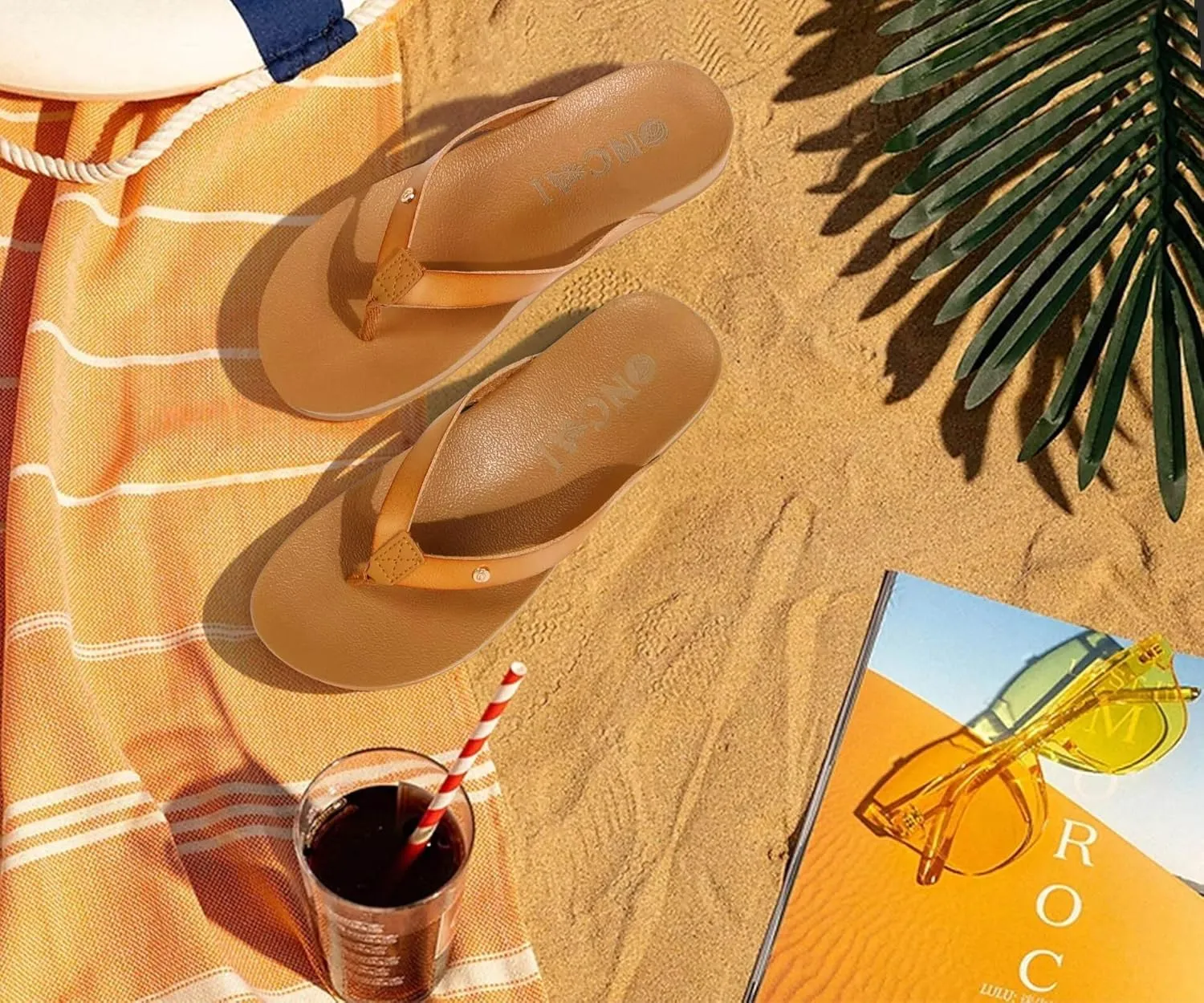 ONCAI Womens Flip Flops For Women Comfortable Strap Yoga Mat Non-Slip Women's Thong Sandal Casual Summer Beach Slippers With Arch Support