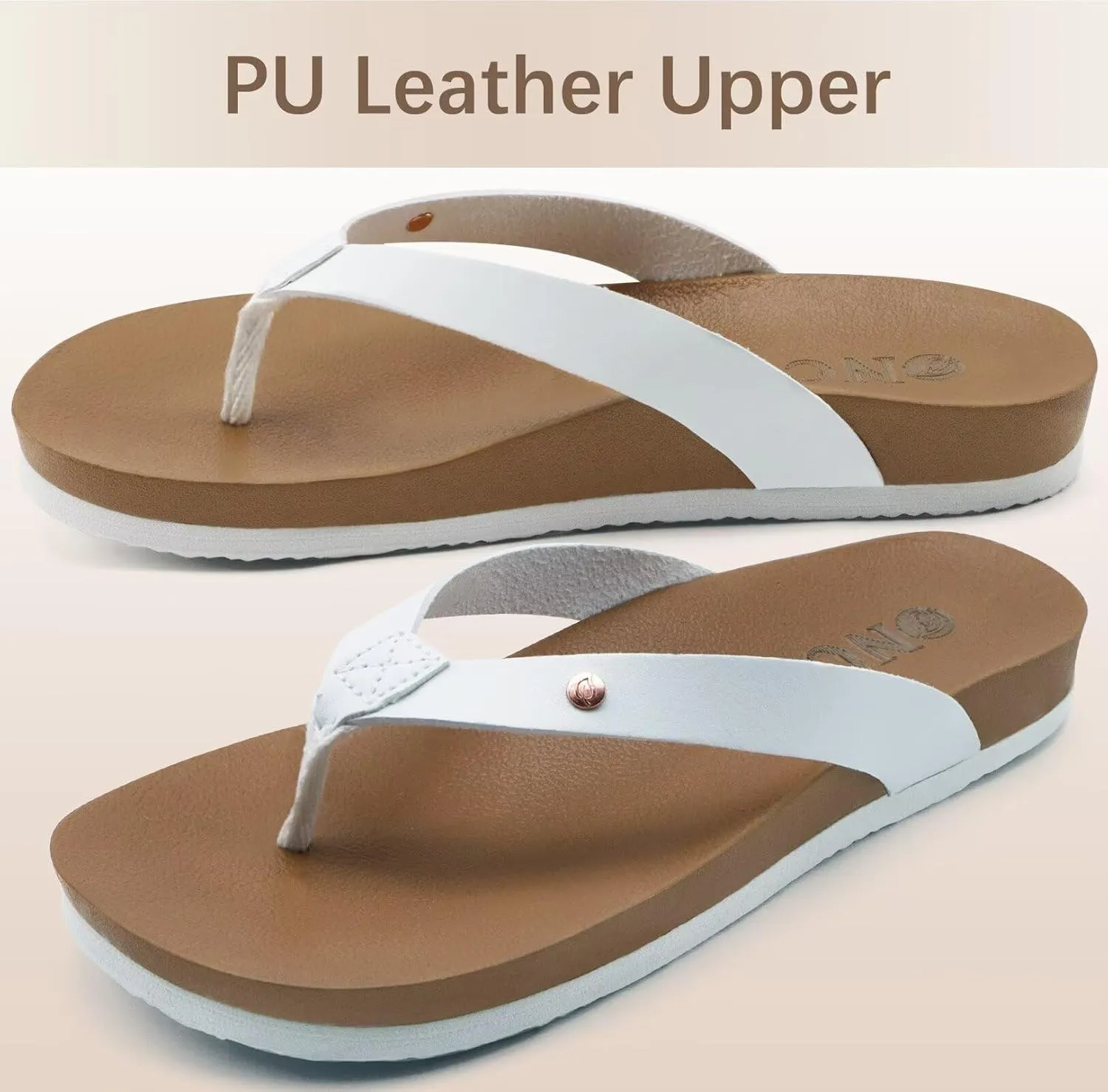 ONCAI Womens Flip Flops For Women Comfortable Strap Yoga Mat Non-Slip Women's Thong Sandal Casual Summer Beach Slippers With Arch Support