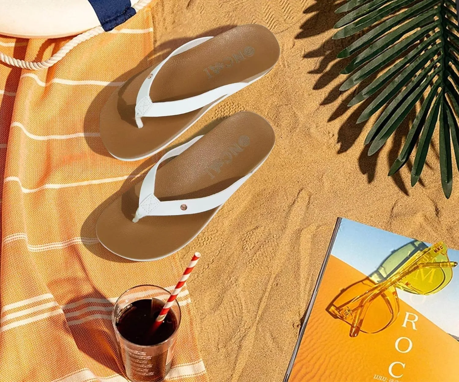 ONCAI Womens Flip Flops For Women Comfortable Strap Yoga Mat Non-Slip Women's Thong Sandal Casual Summer Beach Slippers With Arch Support