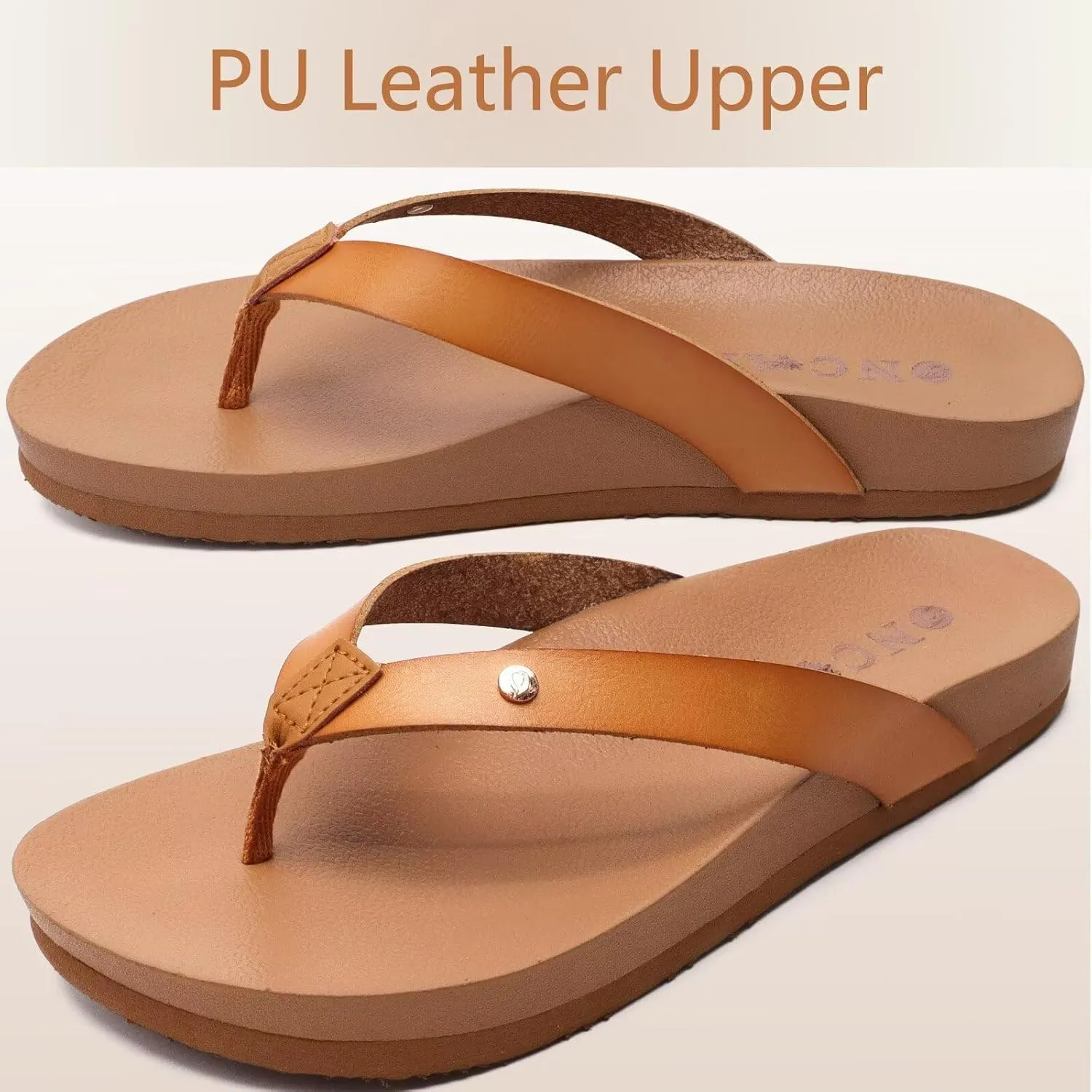 ONCAI Womens Flip Flops For Women Comfortable Strap Yoga Mat Non-Slip Women's Thong Sandal Casual Summer Beach Slippers With Arch Support