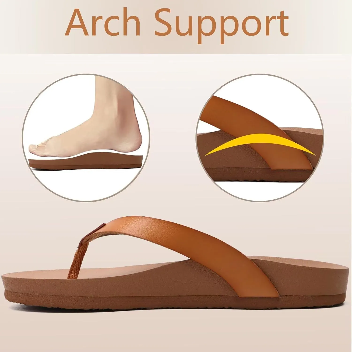 ONCAI Womens Flip Flops For Women Comfortable Strap Yoga Mat Non-Slip Women's Thong Sandal Casual Summer Beach Slippers With Arch Support