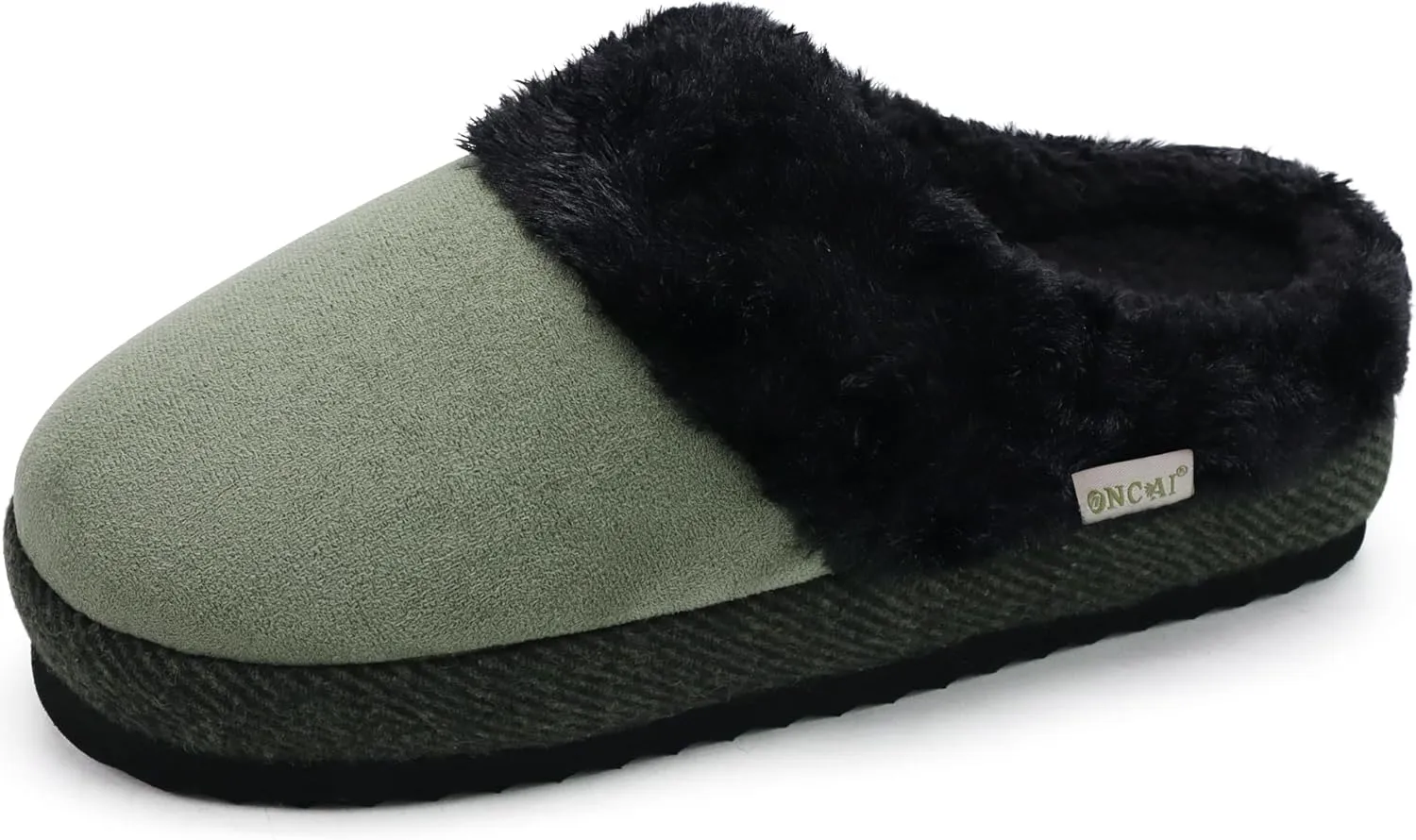 ONCAI Women's Slippers with Cushion Yoga Mat Faux Fur Fuzzy Suede Warm Winter Woman House Slippers Indoor/Outdoor Cozy Rubber Sole US Size 5-11