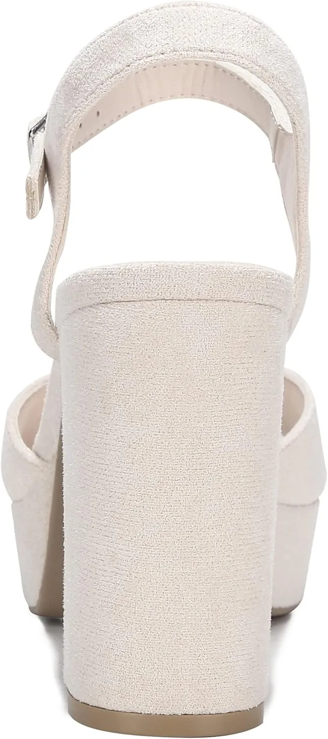 OOHRHN Women's Suede Platforms Heels Wedges Sandals Square Open Toe Heeled Ankle Strap Sandal Wedding Sexy Dress Block Chunky High Heels Pumps