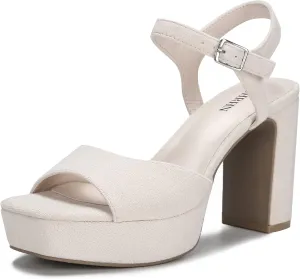 OOHRHN Women's Suede Platforms Heels Wedges Sandals Square Open Toe Heeled Ankle Strap Sandal Wedding Sexy Dress Block Chunky High Heels Pumps
