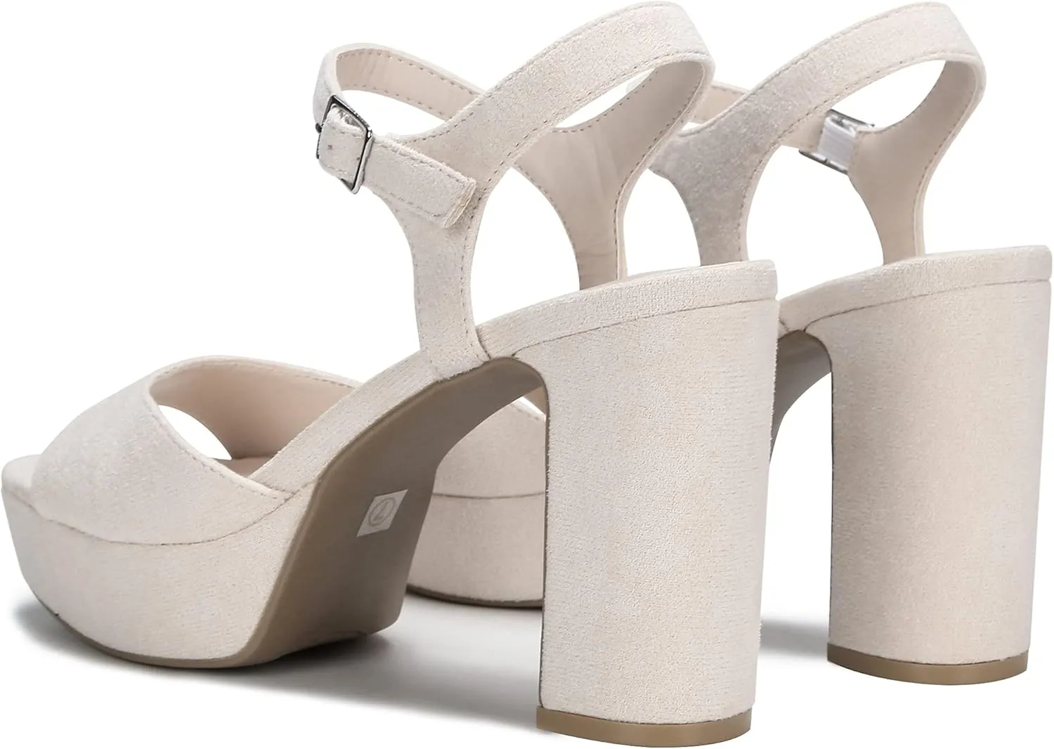 OOHRHN Women's Suede Platforms Heels Wedges Sandals Square Open Toe Heeled Ankle Strap Sandal Wedding Sexy Dress Block Chunky High Heels Pumps