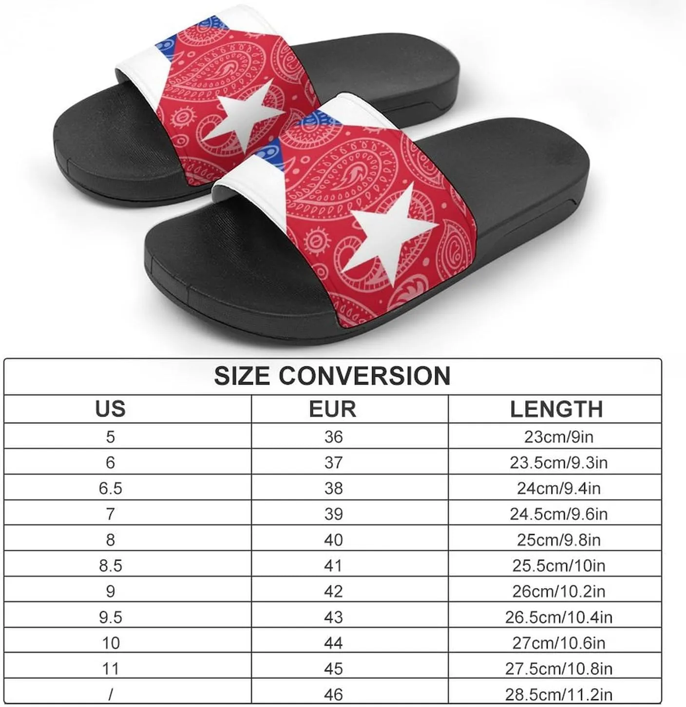 Paisley And Cuban Flag House Slippers for Women Men Shower Slides Bathroom Sandals