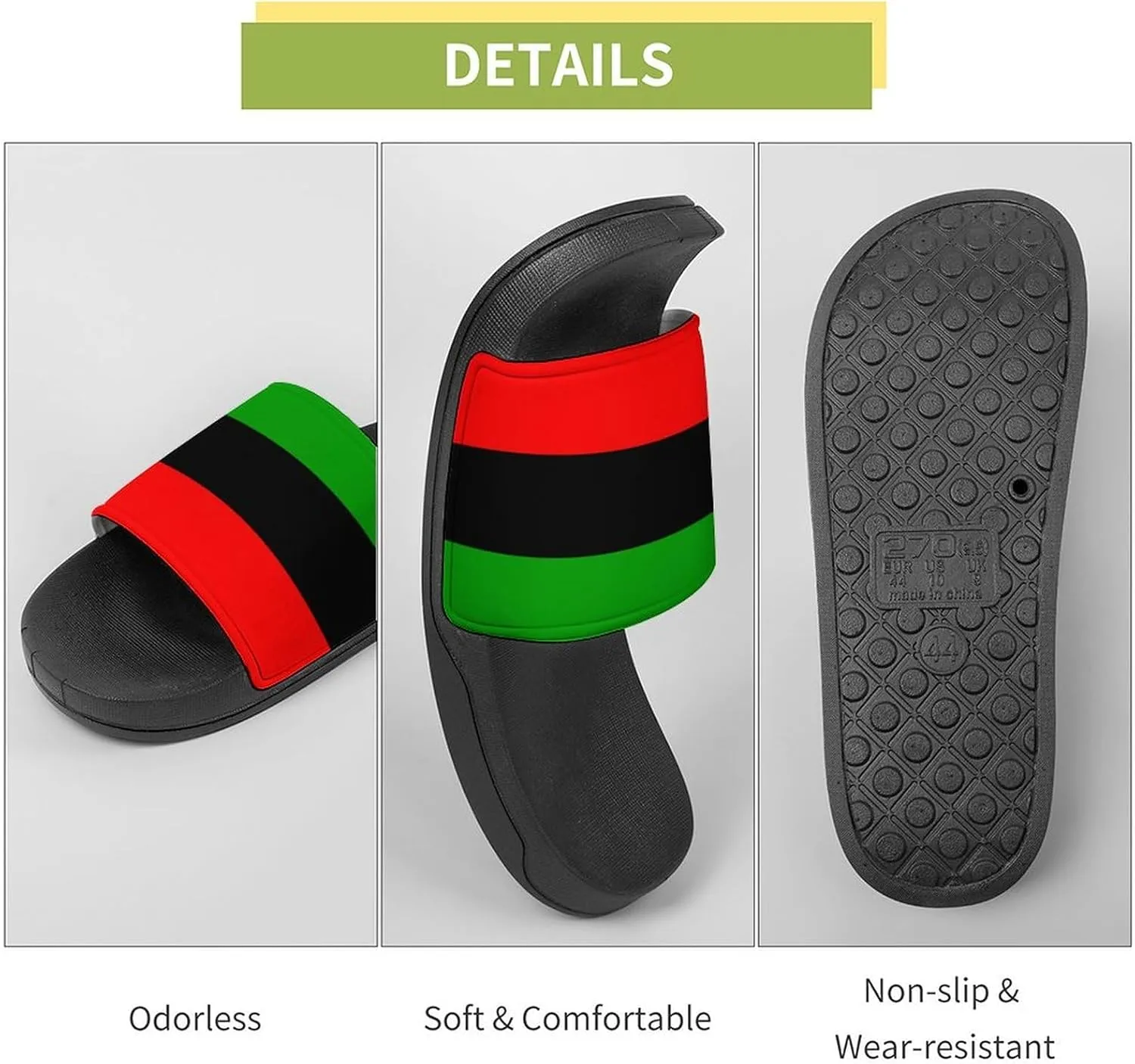 Pan African Flag House Slippers for Women Men Shower Slides Bathroom Sandals