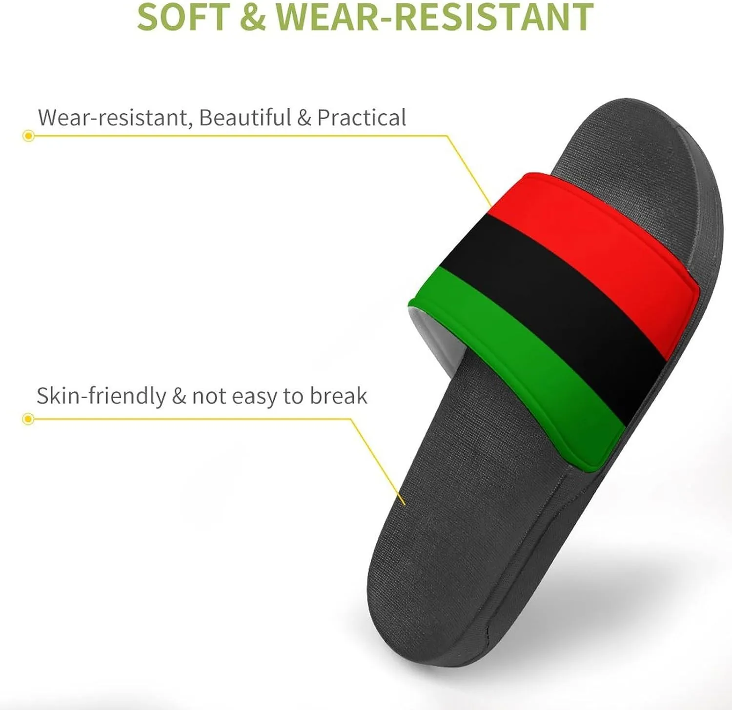 Pan African Flag House Slippers for Women Men Shower Slides Bathroom Sandals