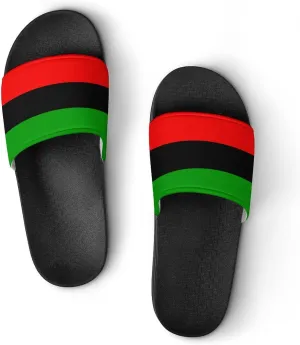 Pan African Flag House Slippers for Women Men Shower Slides Bathroom Sandals
