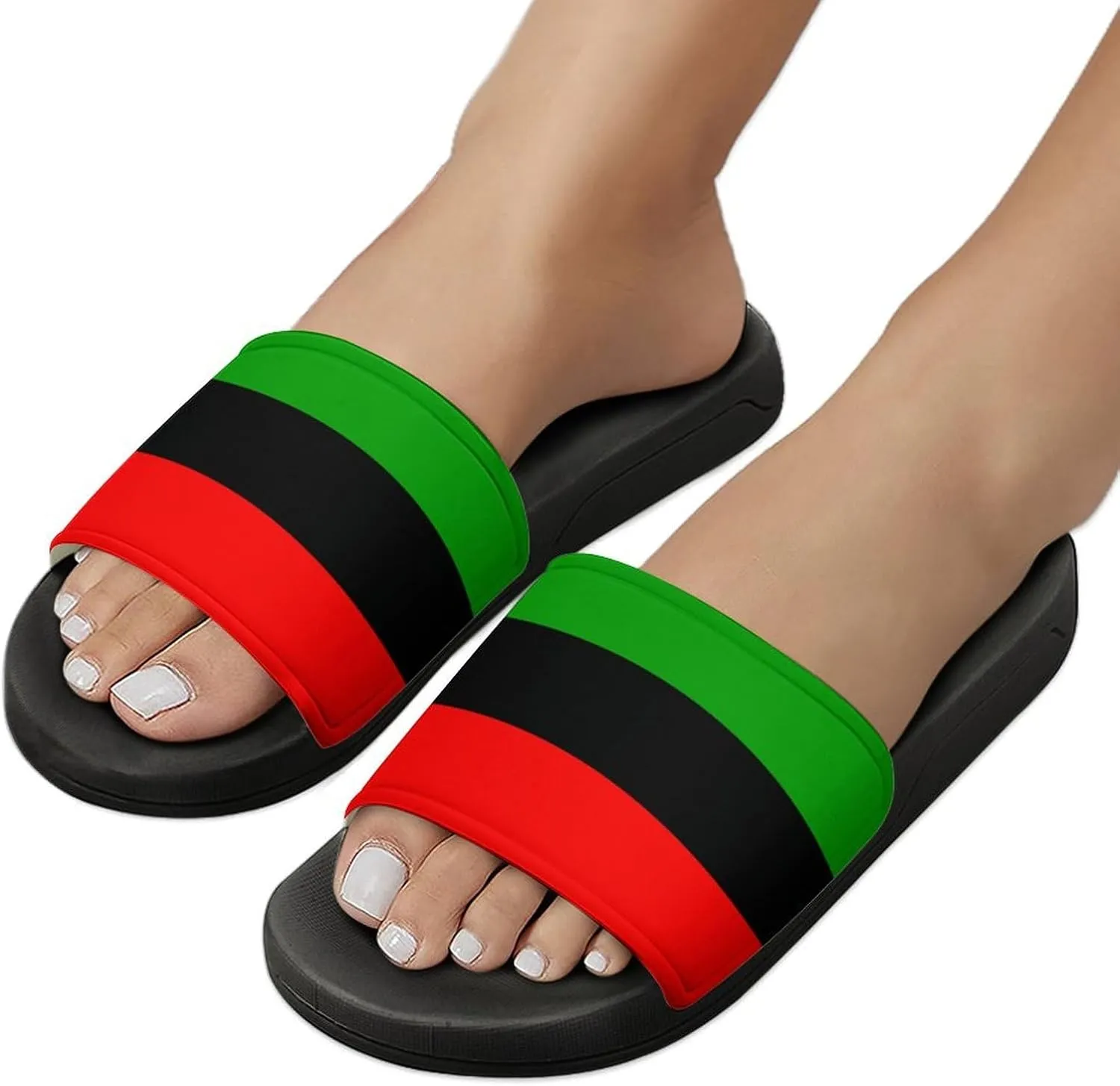 Pan African Flag House Slippers for Women Men Shower Slides Bathroom Sandals