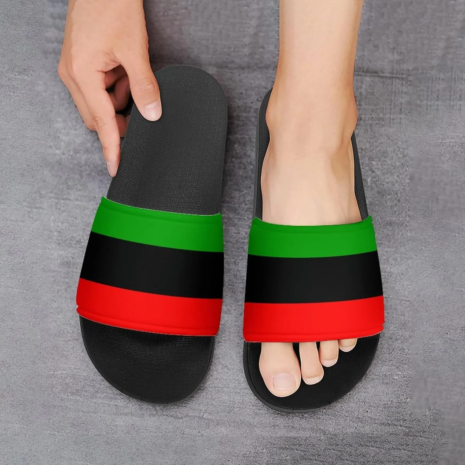 Pan African Flag House Slippers for Women Men Shower Slides Bathroom Sandals