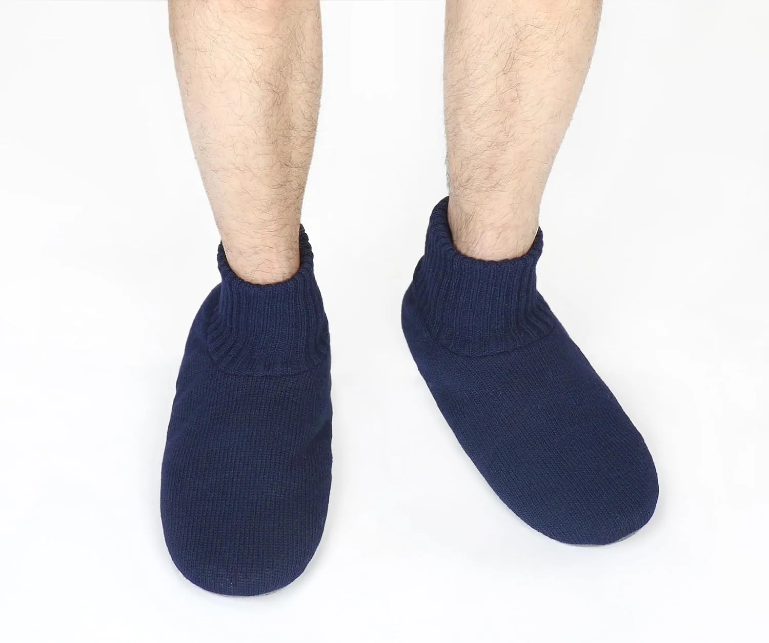 Panda Bros Men's Slipper Socks, Winter Cable Knit Non-Skid Warm Cozy Soft Indoor Socks With Fluffy Sherpa Lined