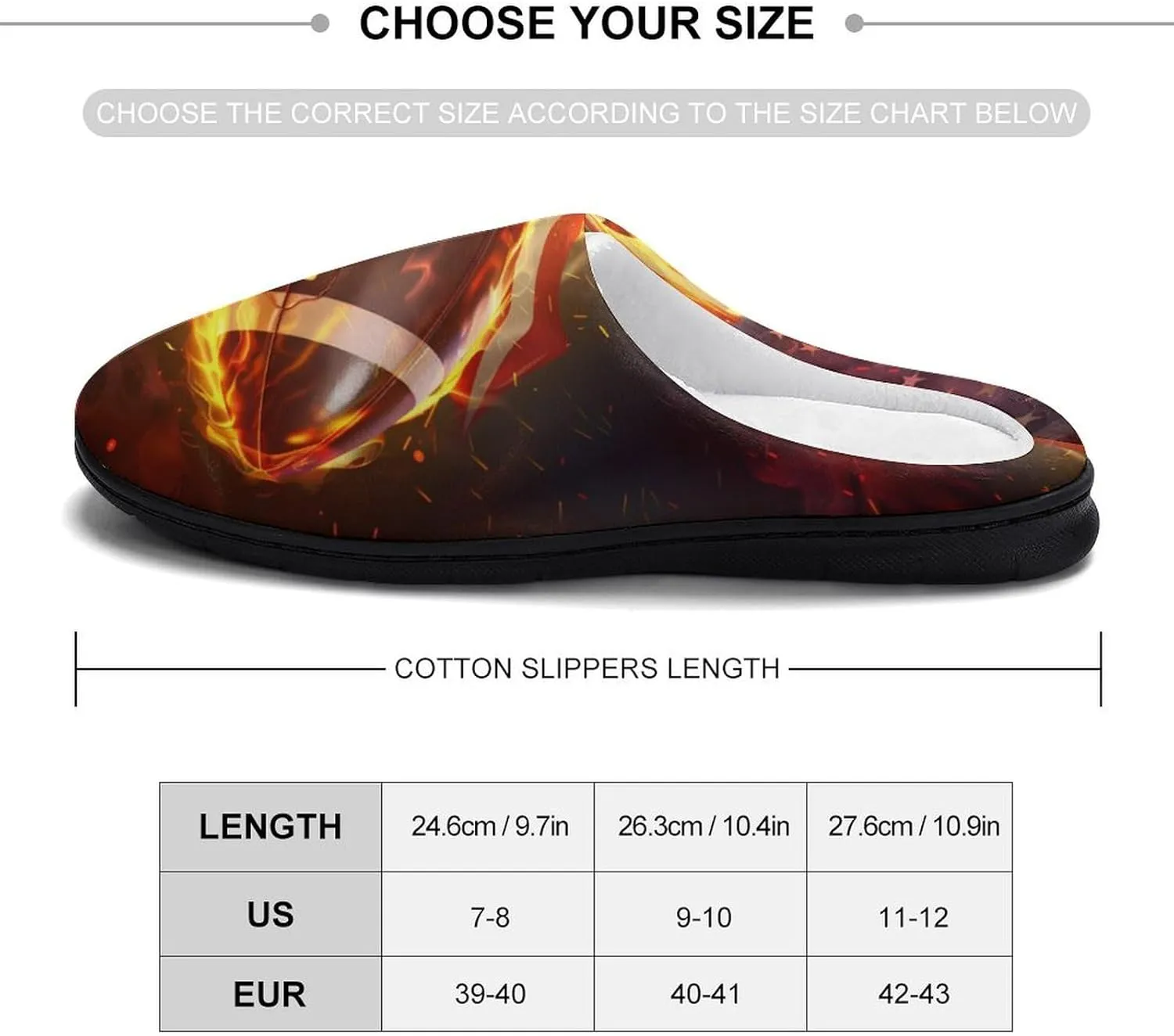 Patriotices Flame Football Women's Cotton Slippers Comfy House Shoes Bedroom Slipper for Indoor Outdoor