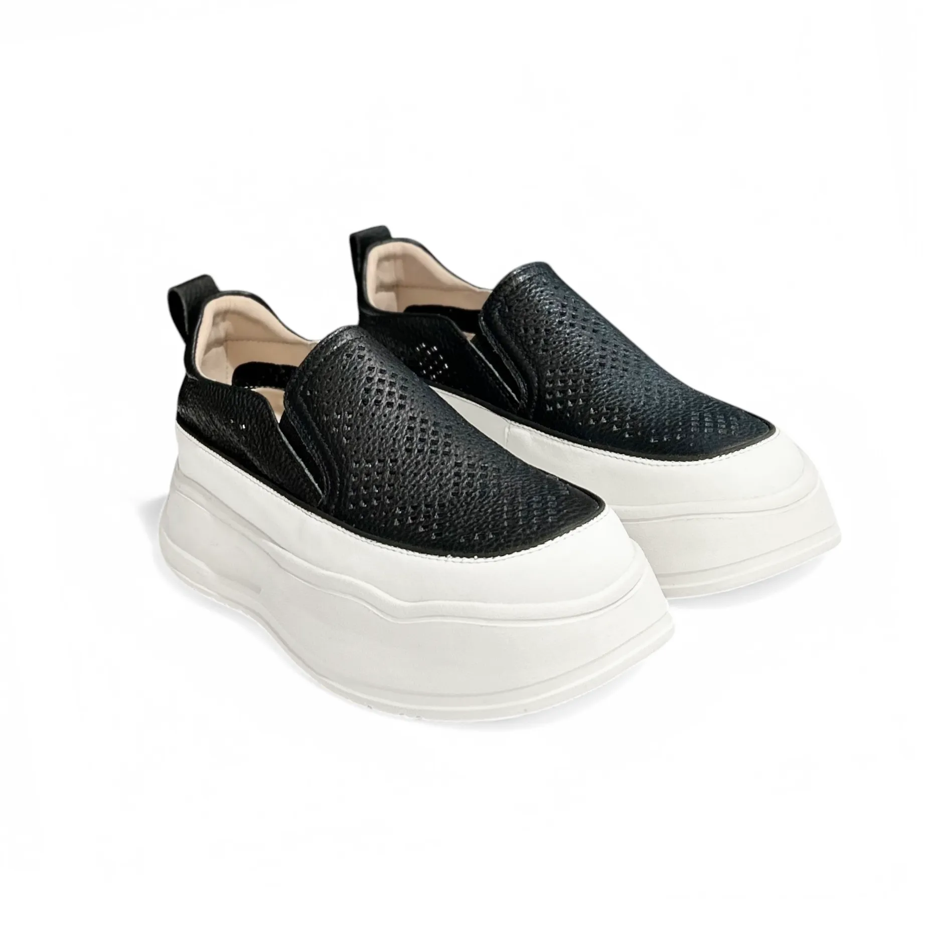 Perforated Slip-On Platform Sneakers