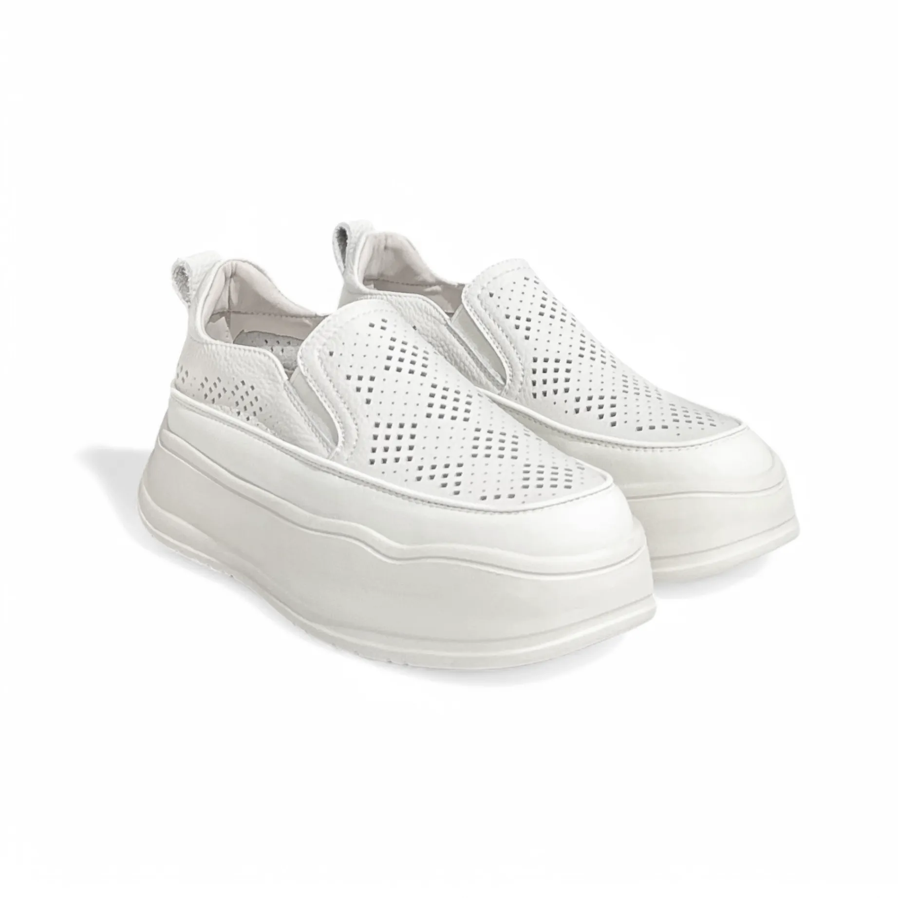 Perforated Slip-On Platform Sneakers
